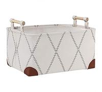Jolsaawie Paniers de rangement avec poignées en bois, paniers de rangement pour jouets, paniers de rangement pour la maison et le bureau, étagères de rangement pour vêtements S