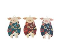 Jolsaawie Pendentif Cochon dans Couvertures Ornements à Suspendre en Bois Décorations d'arbre de Noël en Forme de Porcelet Mignon pour Cadeau de Père Noël Secret
