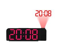 Jolsaawie Réveil à projection de rotation à 180° 12/24h LED Horloge numérique USB Charge plafond Projecteur Réveil