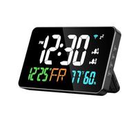 Jolsaawie Réveil Numérique, Horloge WiFi, Lettres Extra Larges, Température et Humidité, Calendrier, Semaine, Luminosité à 4 Niveaux
