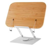 Jolsaawie Support de Livre pour Lecture - Support de Livre RéGlable avec Base Rotative à 360° et Support de Bureau Pliable pour Livre, Recette, Ordinateur Portable