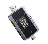 Jolsaawie Testeur USB numérique voltmètre ampèremètre avec écran LCD pour la mesure de la tension, du courant et de la puissance, détection de charge rapide