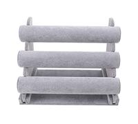 Jolsaawie Triple support de rangement pour bracelets, bijoux, montres, bracelets, colliers, gris