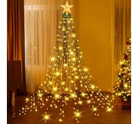 Joltix 400+10 LED Guirlande Lumineuse Sapin Noël avec Étoile, 2M*16 Branche Arbre Noel, 8 Modes Colorée Anneau Lumineux, Ilumineuse pour Arbre Imperméable, Déco pour Fêtes de Noël,Mariage,Anniversaire