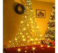 Joltix 400+20 LED Guirlande Lumineuse Sapin Noël avec Halo, 2M*16 Branche Arbre Noel, 8 Modes Colorée Anneau Lumineux, Ilumineuse pour Arbre Imperméable, Décoration pour Fêtes de Noël - Jaune Chaud