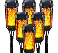 Joltix Lumière Flamme Solaire Exterieure, 6 Pièces 12 LED Etanche Lampe à Flamme Solaire, Torche Jardin Vacillante pour Décor, Lampe Solaire Exterieur avec Flammes Réalistes pour Patio,Chemins