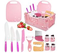 JoltJive Couteau Sécurité Montessori Enfant, Kit Cuisine Jouet 2-6 ans, Couteau qui ne Coupe pas, Idéal pour Fruits et Légumes (rose)