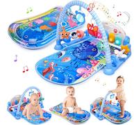 JoltJive Tapis d'Eveil Bebe Aquatique | Piano Gym Tapis avec 5 Jouet Sensoriel pour Bébé 0-6 et 6-24 Mois | Cadeau de Naissance Idéal pour Développement Motricité