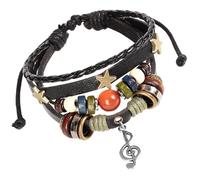 JOLYEAK Bracelet Fairy Grunge en cuir, bracelet musical, bracelets punk bohèmes, hippie, esthétique, manchette enveloppante en cuir pour homme et femme, M, Vinyle, Pas de gemme