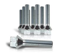 JOM Car Parts & Car Hifi GmbH 770010 Kit de 10 Vis, Boulons, boulonnerie longue M 12 x 1,5 60 mm pour les cales d'élargissement de voie de roue, jante, boulonnerie Assise / collet conique - Qualité Allemande.