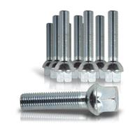 JOM Car Parts & Car Hifi GmbH 770019 Kit de 10 Vis, Boulons, boulonnerie longue M 14 x 1,5 50 mm pour les cales d'élargissement de voie de roue, jante, boulonnerie Assise / collet sphérique - Qualité Allemande.