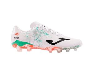 Joma - Chaussures de football pour terrain ferme, cuir synthétique léger, design flexible et confortable, améliore la technique et la vitesse, Turquoise blanche, 42.5 EU