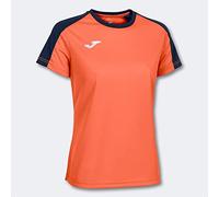 Joma Eco Championship T-Shirt à Manches Courtes pour Femme, Orange Fluo, Bleu Marine
