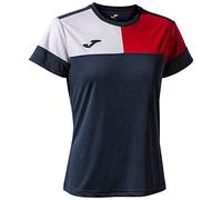 Joma Crew V T-Shirt, Bleu Marine/Rouge/Blanc, L Femme