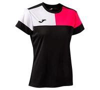 Joma Crew V T-Shirt, Noir/Rose/Blanc, S Femme