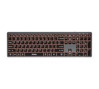 JOMAA Clavier sans fil double mode, 2,4 G Bluetooth 3 appareils, touches silencieuses, rétroéclairé avec touches de raccourci multimédia, pour Windows/Mac/iOS/Android, PC, ordinateur portable