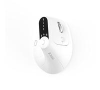 JOMAA Souris verticale ergonomique sans fil 2,4 G et double Bluetooth à trois canaux DPI, tourne-disque multifonction pour PC, ordinateur portable, MacBook, rechargeable (blanc)