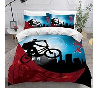 JOMAKE Housse de Couette 140x200 3D Graffiti, Parure de Lit BMX 1 Personne 3D Imprimée Microfibre Literie avec 2 Taies d'oreiller 65X65 Cm