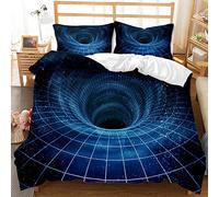 JOMAKE Housse de Couette 200x200 3D Tourbillon Bleu, Parure de Lit Psychédélique 2 Personnes Adulte 3D Imprimée Microfibre Literie avec 2 Taies d'oreiller 65X65 Cm