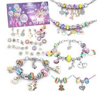 Jomdjmskes 66 Pcs Perles pour Bracelet, Création Bijoux d'Amitié, Création Colliers Bracelets Stitch, Licornes Féériques, Loisirs Créatifs, Activité Manuelle Enfants Toute Autonomie, Cadeaux de Noël