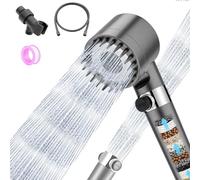 Jomdjmskes Pommeau de Douche, Anti Calcaire Haute Pression Douchette, Pommeau de Duche avec Tuyau 1.5m, Economie Deau Douchette Douche Salle de Bain à Effet Pluie avec 3+1 Types Jets