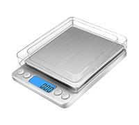 Jomewory Balance Électronique pour Aliments, Balance À Haute Précision 3 Kg, Balance Comptage Carats en Acier Inoxydable, Une Précision 0,01 G, avec 10x10 cm Plateau Pesée