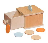 Jomewory Boîte À Monnaie en Bois, Boîte À Monnaie Montessori avec des Pièces Plus Épaisses, Object Permanence Box Kit Jeu pour Enfant, D'âge Préscolaire