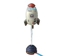 Jomewory Fusée pour Enfant, 360 Rotary Cartoon Sprinkler Rocket Ship, Se Fixe Au Tuyau D'arrosage pour Éclabousser, Amusant Cadeau d'anniversaire Vacances D'été, 18x18x28,5cm