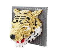 JOMIOD Tiger Animal Lot de 2 313 pièces Décoration murale unique ou décoration de table, micro mini blocs de serrage pour la maison, le bureau, cadeau créatif pour adultes et adolescents