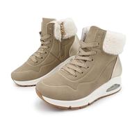 JOMIX Bottines Femme Hiver Chaudes à Lacets Fermeture Éclair Col Imitation Fourrure Talon Compensé avec Coussin d’Air Confortables pour la Marche Urbaine et le Quotidien