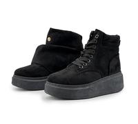 JOMIX Bottines Hiver Femme 2-en-1 Double Style Cozy Clean Semelle Plateforme Légère Antidérapantes Zip Latéral Lacets Chaudes à la Cheville WFB255309 Noir 38