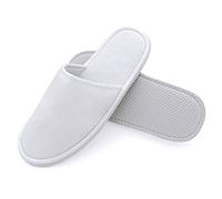 JOMIX Chausson Invité Lavable Femme Homme Pantoufles en éponge pour Hotel Voyage Maison Blanc 2 Paires 40/41 EU