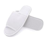 JOMIX Chausson Invité Lavable Femme Homme Pantoufles en éponge pour Hotel Voyage Maison Blanc 2 Paires Bout Ouvert 40/41 EU