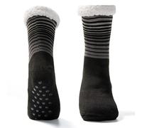 JOMIX Chaussons Chaussettes Homme Chaussettes Antiderapantes épaisses et Chaudes Cadeaux pour Hommes(Noir Gris, 39_46)