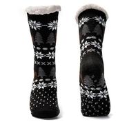 JOMIX Chaussons Chaussettes Homme Chaussettes Antiderapantes pour Homme Chaussette Antiderapante d'hiver épaisses et Chaudes pour Hommes Noël Cadeau (Noir, 39_46)