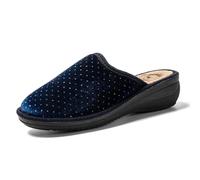 JOMIX Chaussons Compensés Femme Pantoufles Femme Hiver Chaussons Anatomiques Femme Chaudes et Confortables avec Strass Fabriqué en Italie (Marine, 36)