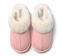 JOMIX Chaussons Femme Hiver Chauds Pantoufles Fourrées Cocooning pour la Maison Intérieur Moelleux Semelle Antidérapante pour parquet et Carrelage Forme Mule Pratique X005 Rose 37