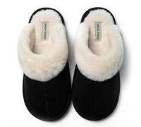 JOMIX Chaussons Femme Hiver Chauds Pantoufles Fourrées Cocooning pour la Maison Intérieur Moelleux Semelle Antidérapante pour parquet et Carrelage Forme Mule Pratique X005 Noir 37