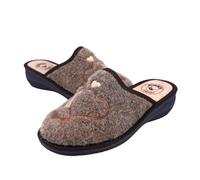 JOMIX Chaussons Femme Hiver Confortables Pantoufles à Talon Compensé en Feutre avec Cœurs Brodés Chauds Doux Maison Antidérapants Fabriqués en Italie