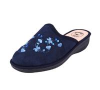 JOMIX Chaussons Femme Hiver d’Intérieur Pantoufles Antidérapantes Bout Fermé Confortables Légères et Silencieuses Semelle Caoutchouc Seniors Personnes Âgées Anatomiques Ergonomiques ITD2413 Bleu 38