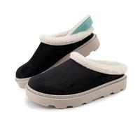 JOMIX Chaussons Hiver Femme Fourrés Mule d’intérieur Semelle Épaisse Légère Antidérapante Plateforme Doublure Peluche Douce Sabots Confort Maison Salon Cocooning Idée Cadeau Relax ESW2528 Noir 37