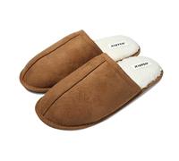 JOMIX Chaussons Homme Hiver Pantoufles avec Doublure Effet Peluche Mules Semelle en Caoutchouc Antidérapante et Silencieuse Effet Daim Chauds et Confortables pour la Maison Mu2432 Kaki 41/42
