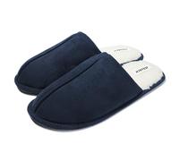 JOMIX Chaussons Homme Hiver Pantoufles avec Doublure Effet Peluche Mules Semelle en Caoutchouc Antidérapante et Silencieuse Effet Daim Chauds et Confortables pour la Maison Mu2432 Bleu 43/44