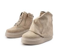 JOMIX Chaussures Femme Hiver Bottines Suédées Cheville 2-en-1 Double Style Cozy Clean Semelle Plateforme Légère Antidérapantes Zip Latéral Lacets Chaudes à la Bottes Hiver WFB255309 Beige 40