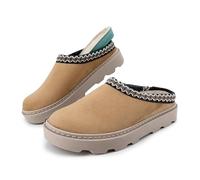 JOMIX Chaussures Maison Femme Hiver Mule Fourrée d’intérieur Semelle Épaisse Légère Antidérapante Plateforme Doublure Moumoute Douce Sabots Cocooning Repos Salon Cadeau Douillet ESW2529 Beige 40
