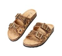 JOMIX Claquette Femme en Liège Élégantes Sandales de Plage Estivales Ornées de Strass Chaussons Confortables et Antidérapants Mules Femmes pour Vacances