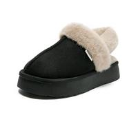 JOMIX Mule Chaussons Femme Hiver À Bride Arrière Doublure Peluche Ultra Douce Pantoufles Plateforme Légère Antidérapant Parquet Carrelage Confort Chaud Pour Maison Balcon Bout Fermé WPW255142 Noir 37