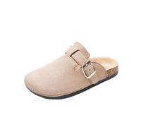 JOMIX Sabots Enfant Mule en Liège et Suède Chausson Bout Fermé 30-35 EU | Pantoufles Lit de Pied en Liège Ergonomique, Tige en Suède Doux, Boucle Réglable, Semelle Antidérapante