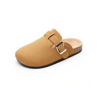 JOMIX Sabots Enfant Mule en Liège et Suède Chausson Bout Fermé 30-35 EU | Pantoufles Lit de Pied en Liège Ergonomique, Tige en Suède Doux, Boucle Réglable, Semelle Antidérapante