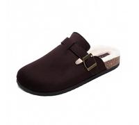JOMIX Sabots Femme Hiver Fourrés Chauds Pantoufles Mules Confortables | Boucle Métallique Réglable, Semelle en Liège Antidérapante, Chaussons Fermés Bas Douillets, Idéal pour Maison et Jardin